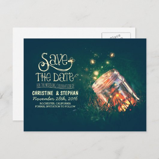 ホタルのメイソン・ジャー・ラシック日付を除く 案内ポストカード (正面/裏面)