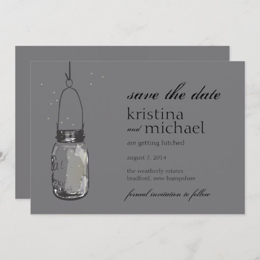 ホタルのランタンとメイソンジャー Save the Date セーブザデート (正面/裏面)