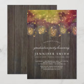 ホタルの光とメイソンジャー 卒業パーティー 招待状 (正面/裏面)