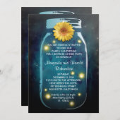 ホタルの光と素朴なメイソンジャー おとぎ話のような結婚記念日 招待状 (正面/裏面)