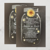 ホタルの光と素朴なメイソンジャー 魅惑の結婚記念日 招待状 (正面/裏面)