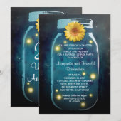 ホタルの光と素朴なメイソンジャー 魅惑の結婚記念日 招待状 (正面/裏面)