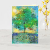 ホタルの夏の夜、グリーティングカード カード (黄色い花)