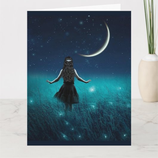 ホタルの女の子 グリーティングカード サンキューカード (正面)