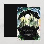ホタルの森の木立の誕生日 サンキューカード (正面/裏面)