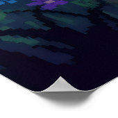 ホタルの点滅するピクセル魔法フォレスト ポスター (角)