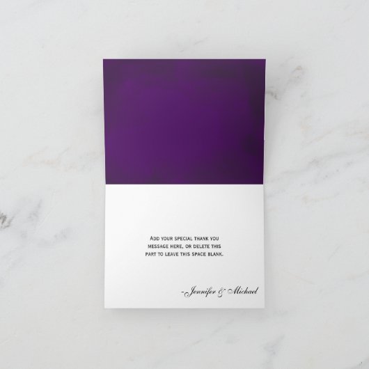 ホタルの結婚の紫色のメーソンジャーは感謝していしています サンキューカード (内部)