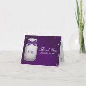 ホタルの結婚の紫色のメーソンジャーは感謝していしています サンキューカード (正面)