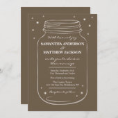 ホタルの結婚式招待状ブラウンが付いているメーソンジャー 招待状 (正面/裏面)