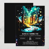 ホタルの舞う　神秘の森の誕生日 招待状 (正面/裏面)