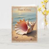 ホタルの貝殻の誕生日カード カード (黄色い花)