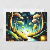 ホタルの輝きに満ちた森の夜のベイビーシャワー 招待状 (裏面)