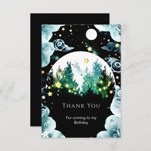 ホタルの遊び心あふれる森の誕生日 サンキューカード (正面/裏面)