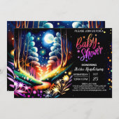 ホタルの魅力ウッドランドベビーシャワー 招待状 (正面/裏面)