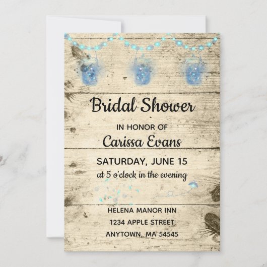 ホタルはジャースのブライダル素朴シャワーへの招待 招待状 (正面)