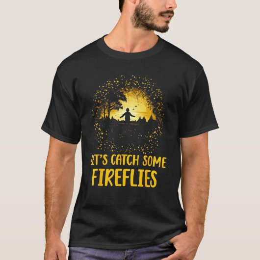 ホタルを捕まえよう 蛍 光る虫 Tシャツ (正面)
