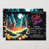 ホタルファンタジーウッドランドベビーシャワー 招待状 (正面/裏面)