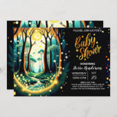 ホタル白熱［赤熱］光を放つスワンダーランドダンスベビーシャワー 招待状 (正面/裏面)