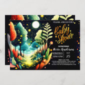 ホタル白熱［赤熱］光を放つスワンダーランドベビーシャワー 招待状 (正面/裏面)