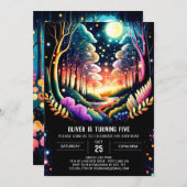 ホタル白熱［赤熱］光を放つズアドベンチャー誕生日 招待状 (正面/裏面)