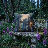 ホタル空の下の魅惑のガーデンゲート クッション