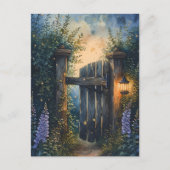 ホタル空の下の魅惑のガーデンゲート ポストカード (正面)
