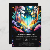 ホタル編集可能フォレスト誕生日 招待状 (正面/裏面)