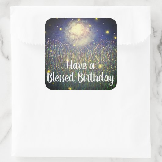 ホタル賛美の誕生日のシールを貼る スクエアシール (バッグ)