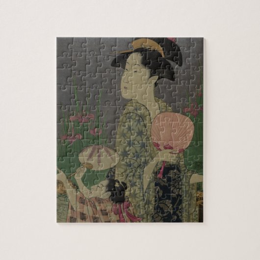 ホタル1793年(色の木版画) ジグソーパズル (縦)