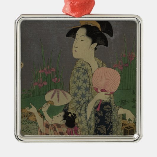 ホタル1793年(色の木版画) メタルオーナメント (正面)