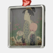 ホタル1793年(色の木版画) メタルオーナメント (左)