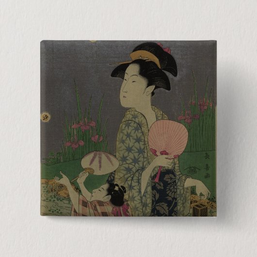 ホタル1793年(色の木版画) 缶バッジ (正面)