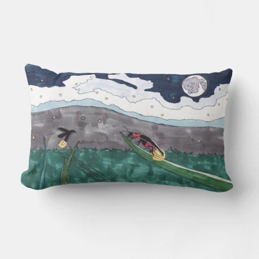 ホタル スロー枕 オリジナルアート ランバークッション (正面)