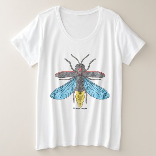 ホタル(白) - 女性用プラスサイズTシャツ プラスサイズTシャツ (デザイン正面)