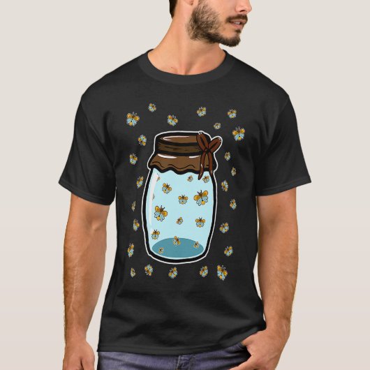 ホタルJar Glowworm Entomology昆虫バグ Tシャツ (正面)
