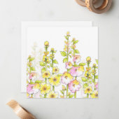 ホチアオイのイエローピンクペンと水彩フィールド ノートカード (正面/裏面インサイチュ)