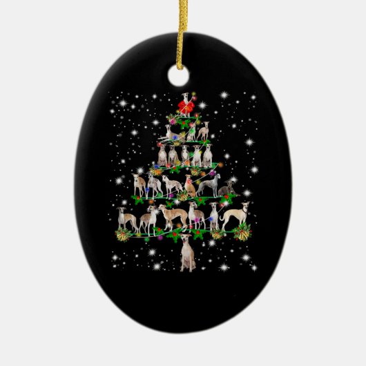 ホッおもしろいペットのクリスマスツリーのオーナメントの装飾ギフト セラミックオーナメント (正面)