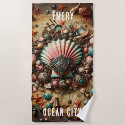 ホッお洒落クス貝貝殻 ビーチタオル (正面)