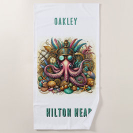 ホッお洒落クファンキーなタコ ビーチタオル