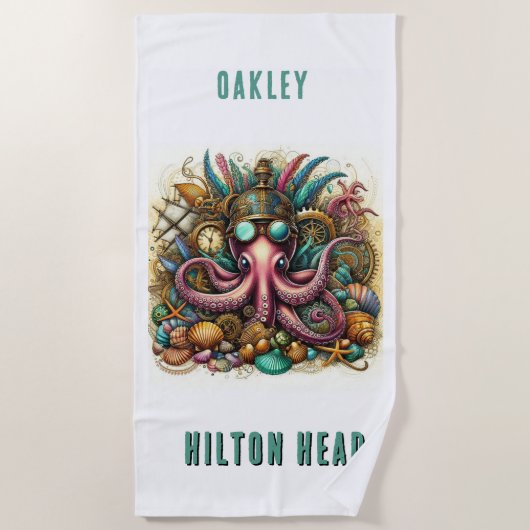 ホッお洒落クファンキーなタコ ビーチタオル (正面)