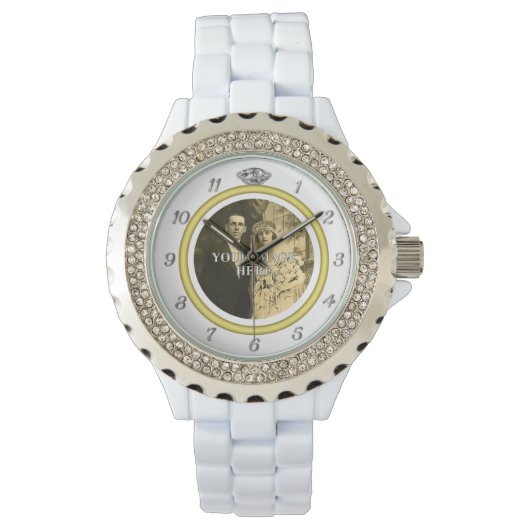 ホッかわいらしトの結婚リングや輪と白の写真 腕時計 (正面)