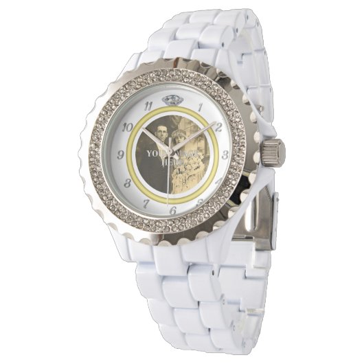 ホッかわいらしトの結婚リングや輪と白の写真 腕時計 (アングル)