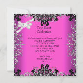 ホッかわいらしトピンクホワイトブラックレースエレガントパーティー 招待状 (裏面)