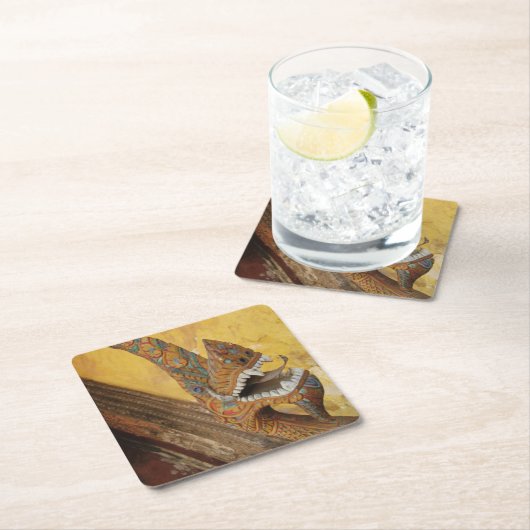 ホッつるド…ラオス，ビエンチャンのナガ スクエアペーパーコースター (インサイチュ)