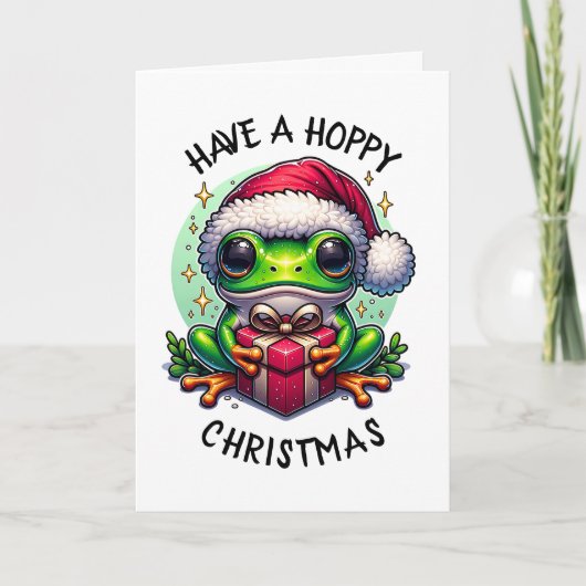 ホッとしたクリスマスを過ごす | Frog Pun カード (正面)