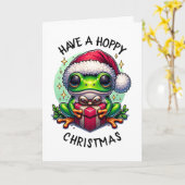ホッとしたクリスマスを過ごす | Frog Pun カード (黄色い花)
