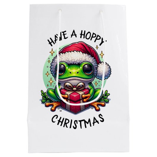 ホッとしたクリスマスを過ごす | Frog Pun ミディアムペーパーバッグ (裏面)