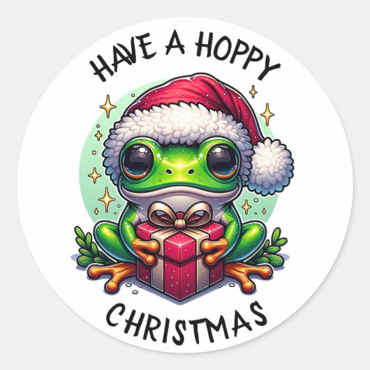 ホッとしたクリスマスを過ごす | Frog Pun ラウンドシール (正面)