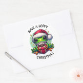 ホッとしたクリスマスを過ごす | Frog Pun ラウンドシール (封筒)
