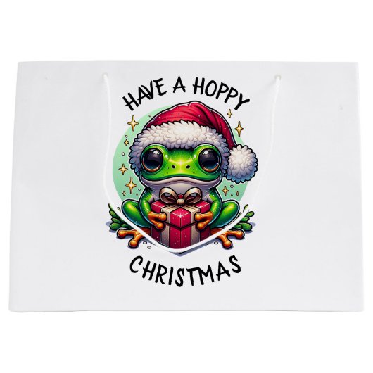 ホッとしたクリスマスを過ごす | Frog Pun ラージペーパーバッグ (正面)